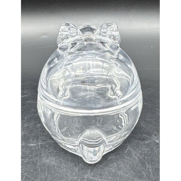 Crate & Barrel Clear Glass Covered Bunny Rabbit Candy Nuts Trinket Dish - Picture 4 of 10
